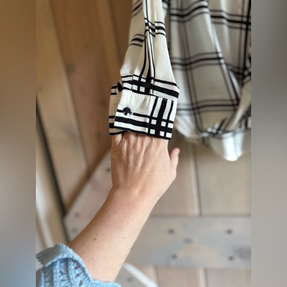 Pure Sugar Windowpane Plaid Cross Front Blouse - Picture 4 of 7